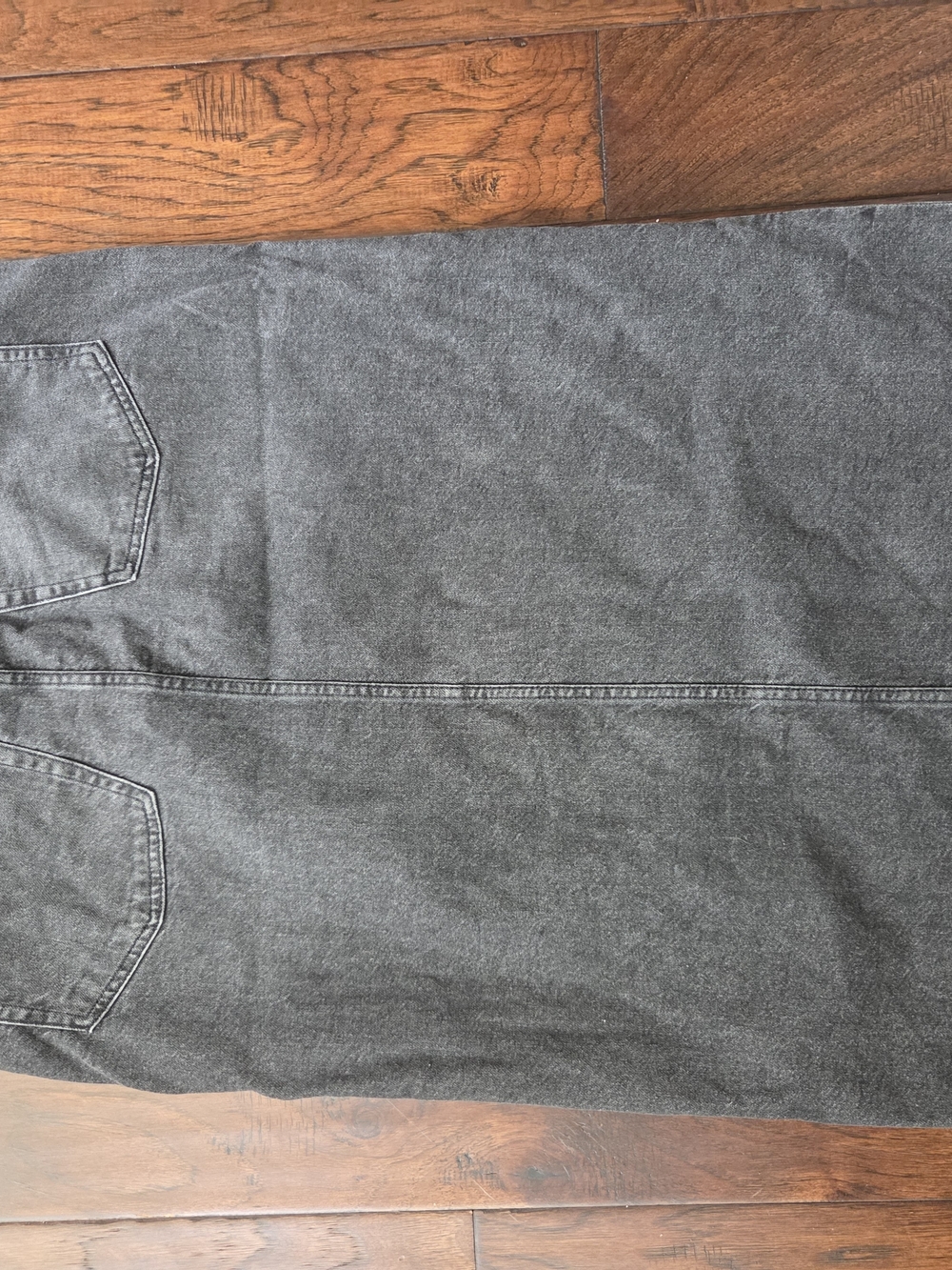 H&M Black Washed Denim Skirt with Front Slit Size 12 - Picture 3 of 6